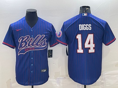 Men's Buffalo Bills #14 Stefon Diggs Royal With Patch Cool Base Stitched Baseball Jersey